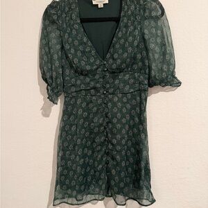 Francesca's Collections Dark Green Floral Blouse